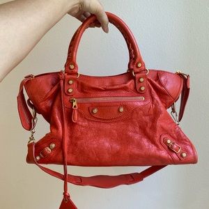 Coral red Balenciaga city